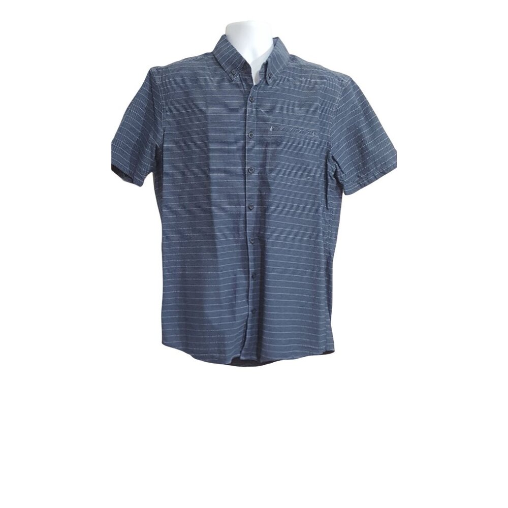 Eddie Bauer Mens Short Sleeve Shirt TL Classic Fit Button Down Blue Stripe‎
